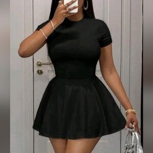 Black Top and Tennis Skirt Set